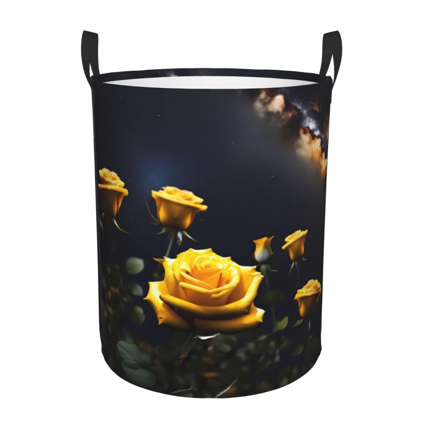 M Circular Hamper – Collapsible Beautiful yellow roses Print Laundry Basket