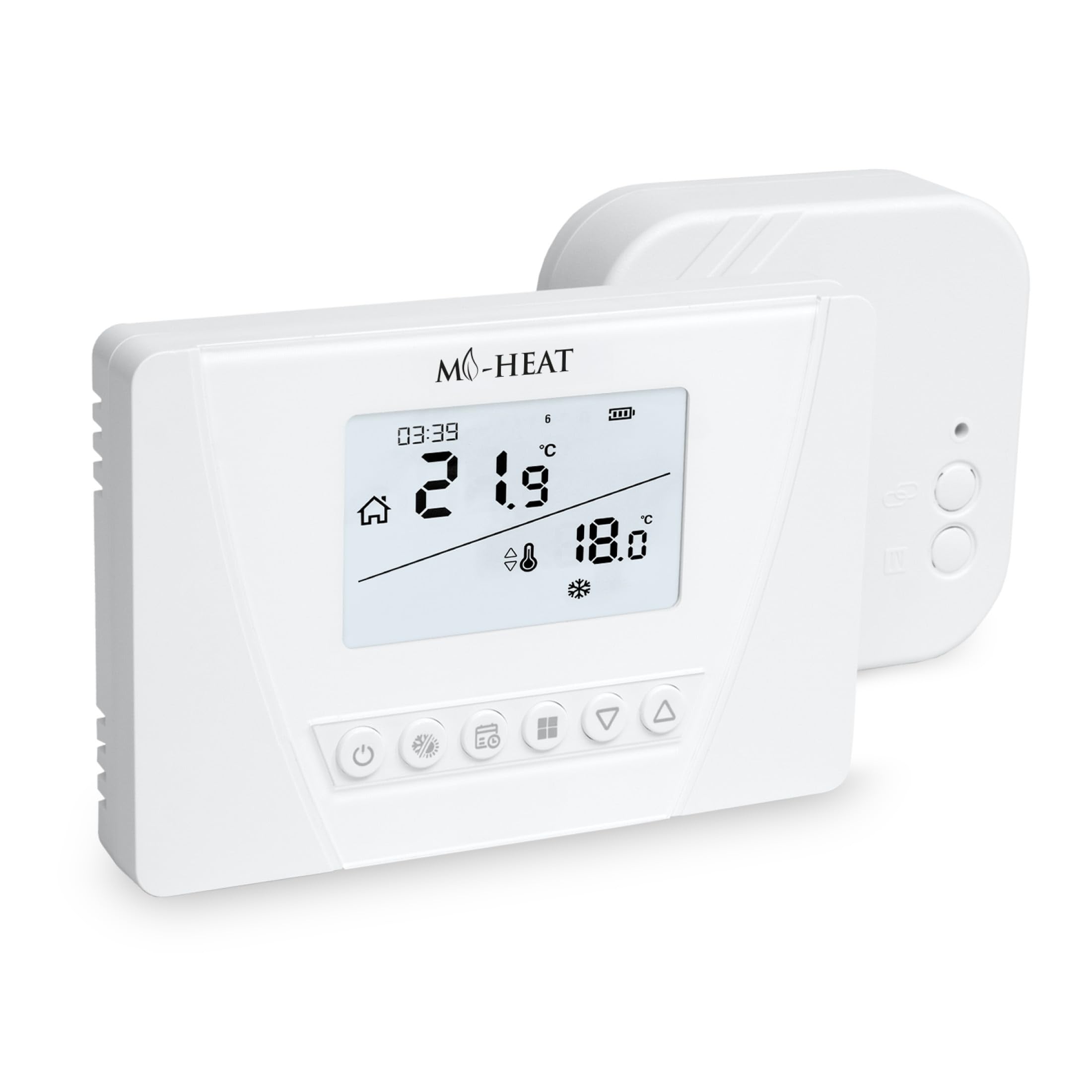 Mi-Heat Mi-300S RF programmierbares Funk-Thermostat Set, digitales Raumthermostat für Fußbodenheizung, Elektroheizung, Heizkessel, Therme und Infrarotheizung