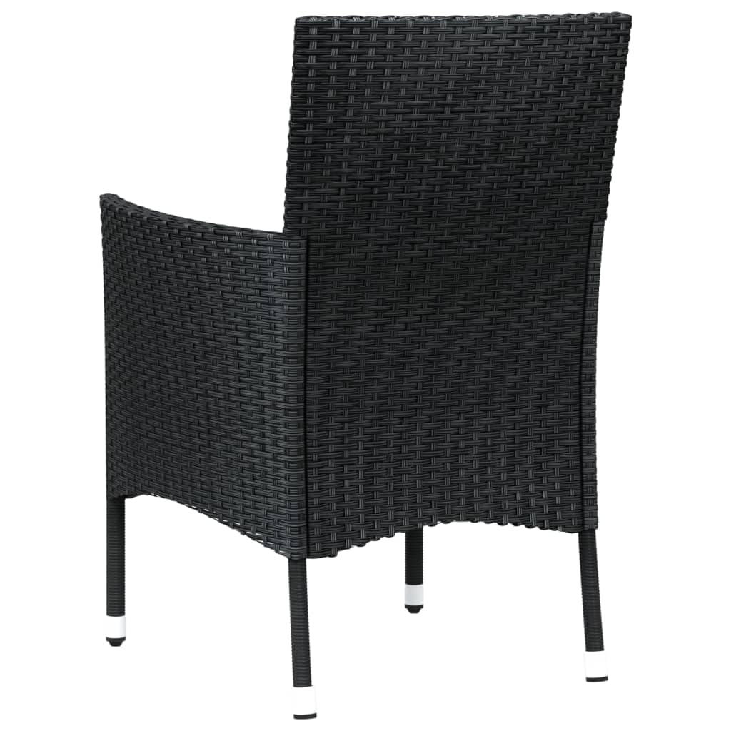 vidaXL 4X Chaises de Jardin avec Coussins Fauteuils de Patio Chaises de Salle à Manger d'Extérieur Sièges de Terrasse Résine Tressée Noir