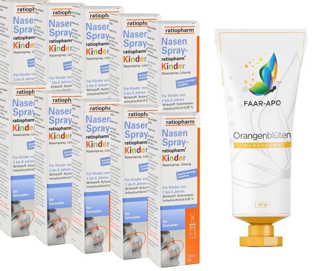 Nasenspray Kinder Sparset 10 x 10 ml inkl. einer hochwertigen Handcreme Marke Faar-Apo