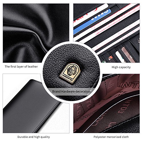 LAORENTOU Genuine Leather Wallet for Men Bifold Wallets with Zipper Coin Pocket Casual Men Purse Slim Wallet Purse for Men (Black)4