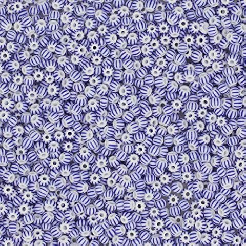 Seed Beads 11/0 Czech Striped Blue White Pinstripe (one Hank Pack) Cover