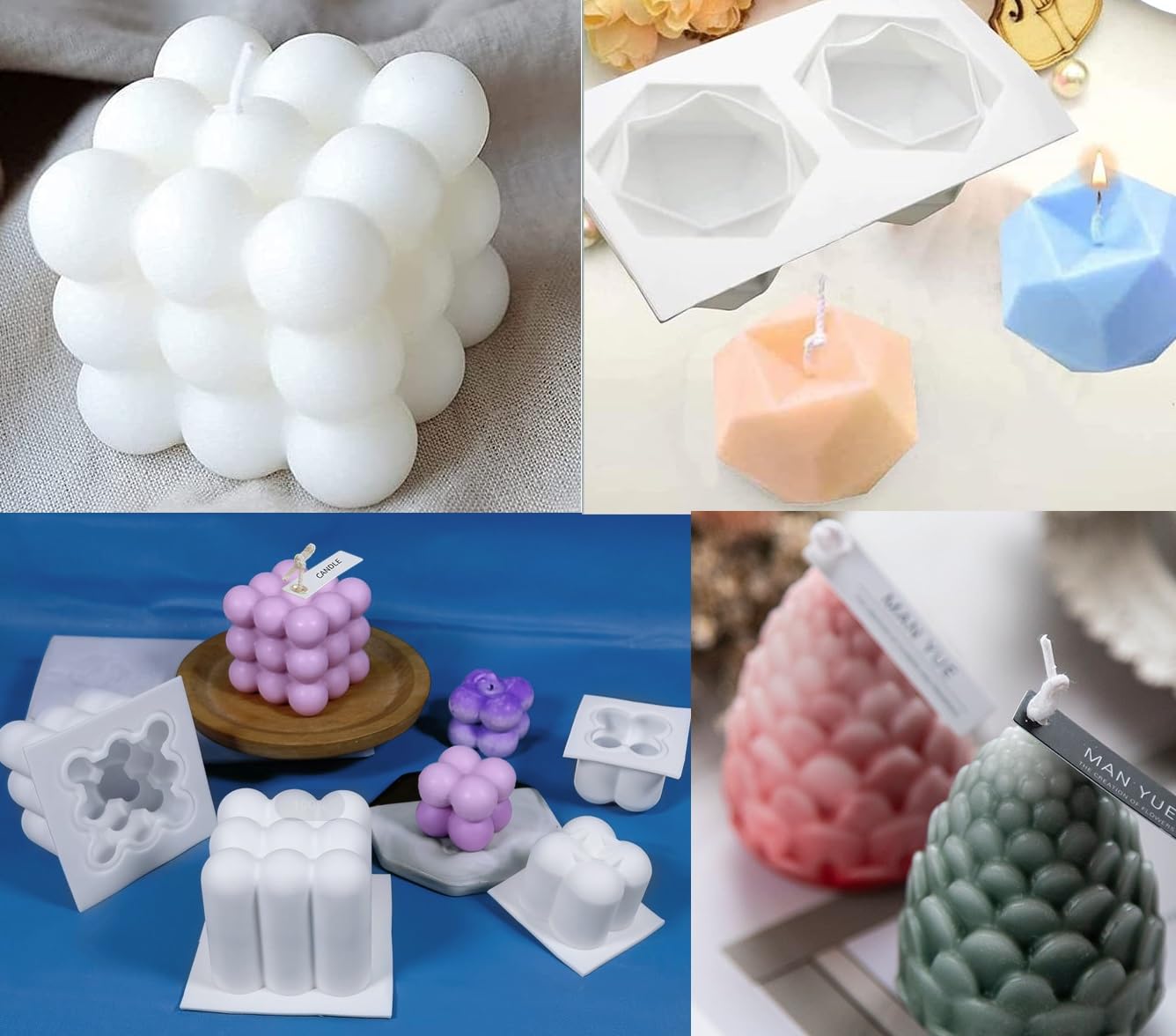 Wodasi Kaarsen siliconen vorm, 3D cilindrische kaarsvormen, bubbel