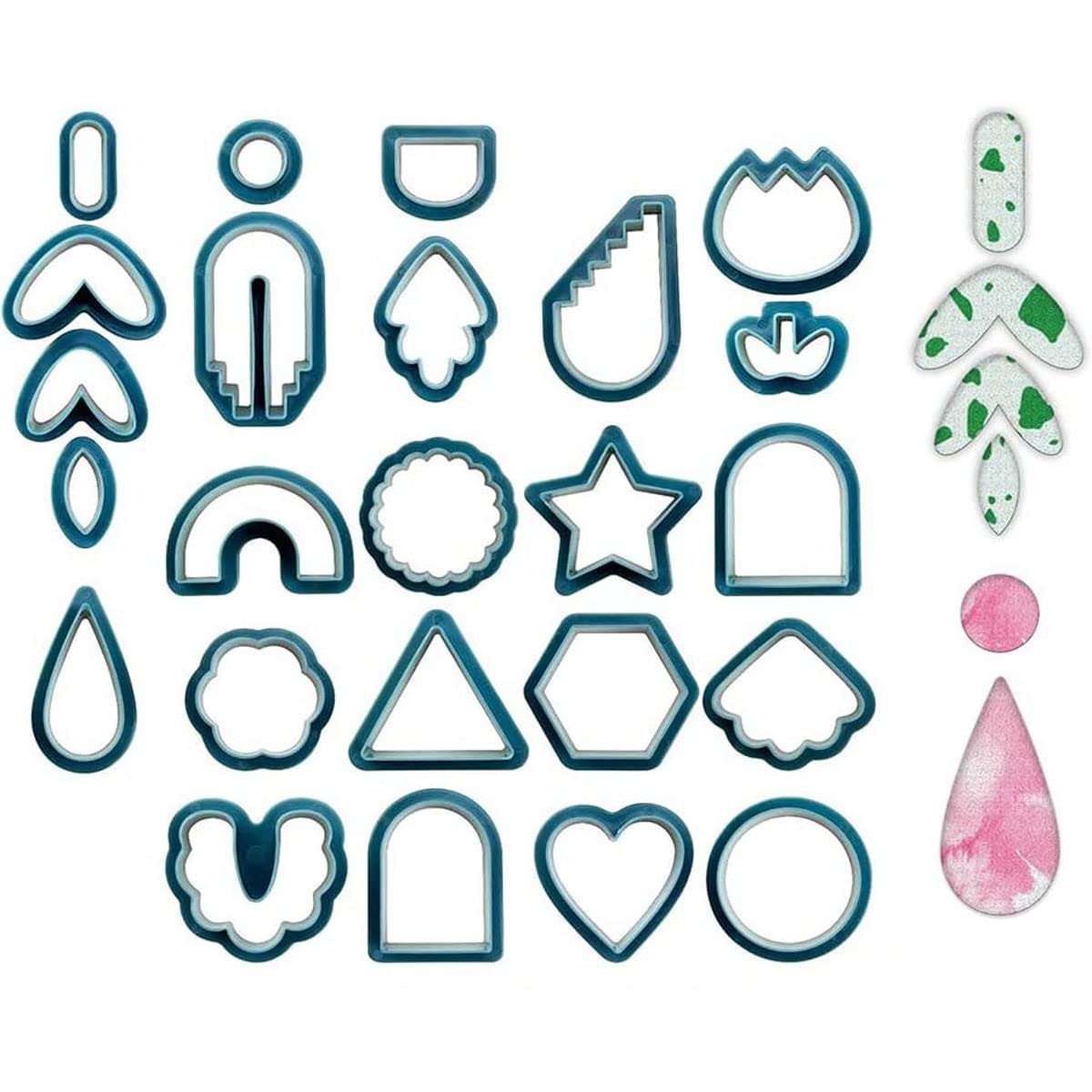 Ghshanog 24Pcs Polymer Clay Cutters Kit,Various Shapes Clay Cutter Tools Set,Plastic Clays Earring Making Kit Handmade Earrings Cutter Molds for Jewelry Artists Craft Enthusiasts(Blue)