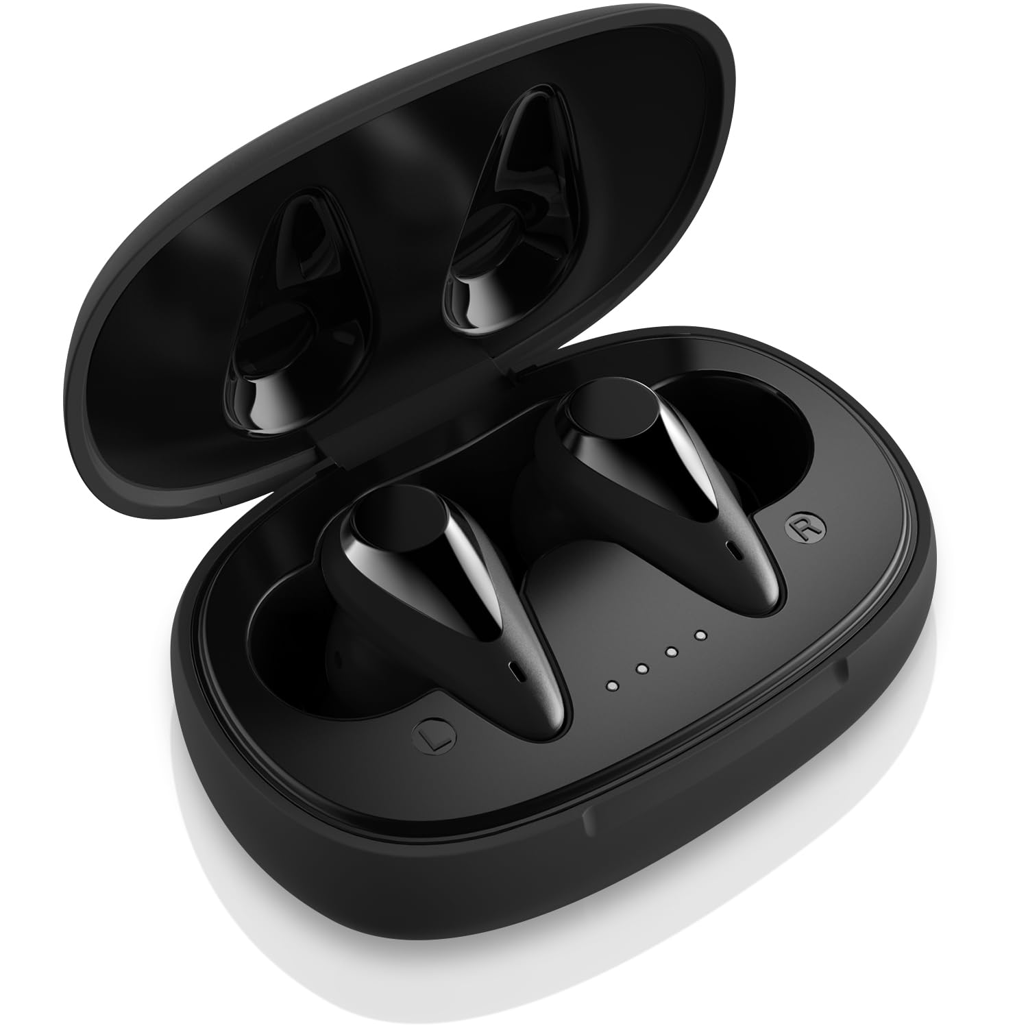 August EP810 - Ecouteurs Intra Auriculaires Bluetooth 5 True Wireless Micro - Earpods Discret Noir USB C Tactile Volume Bass Sport Running Course Compatible Android Apple Universel Longue autonomie