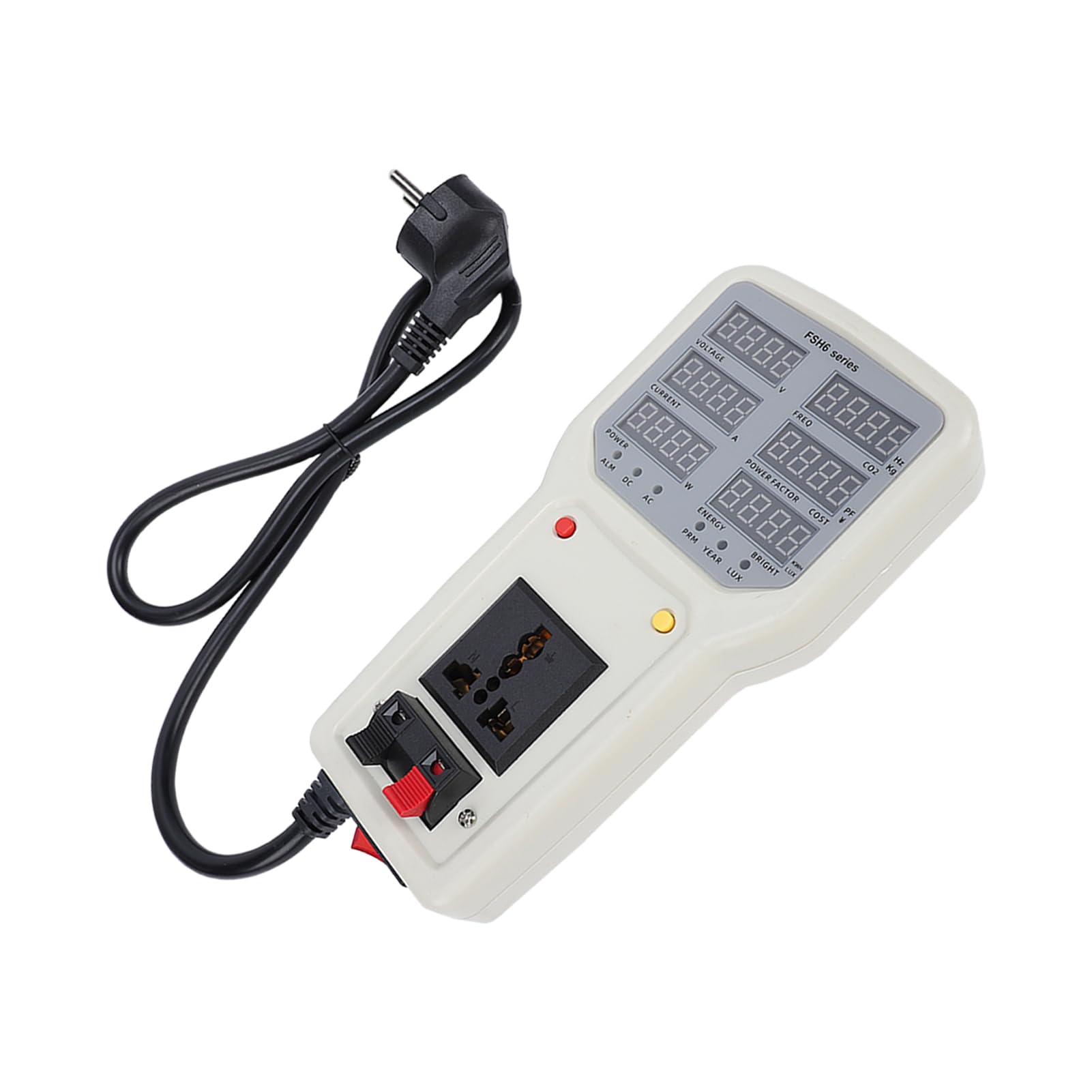 Hyuduo Miernik światła LED, Ręczny Miernik Mocy ABS z Cyfrowym Pomiarem Napięcia Prądu, 0 do 50000 LX 20A 5000W, Wtyczka UE dla Elektryków Testujących światło LED (Norma europejska)