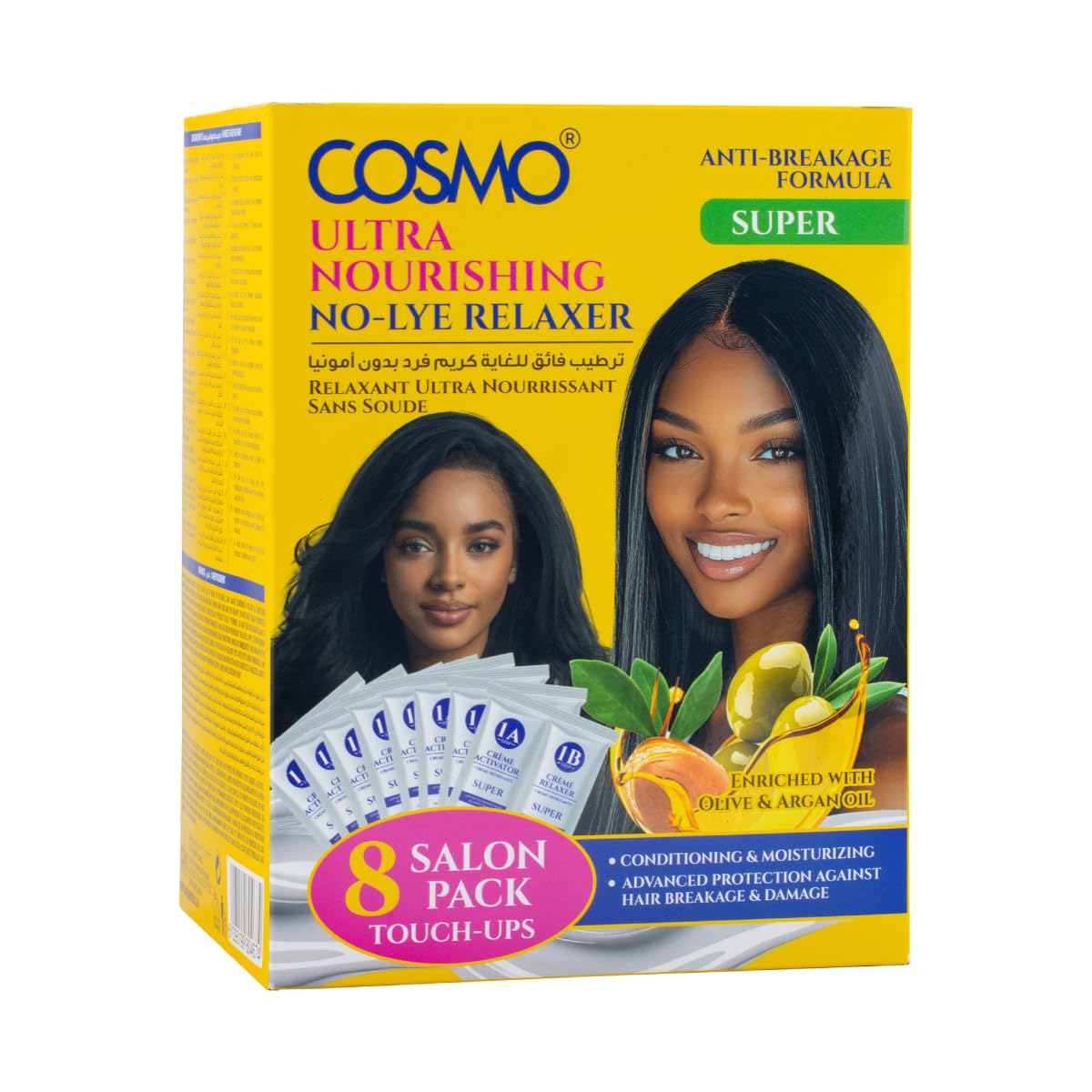 Cosmo Hair Care Ultra Nourishing Conditioning & Moisturizing No-lye Hair Relaxer Super 8 Saloon Pack Touch Ups, Protect From Anti Hair Fall & Damage, Scalp Comfort Formula, Professional Straightening