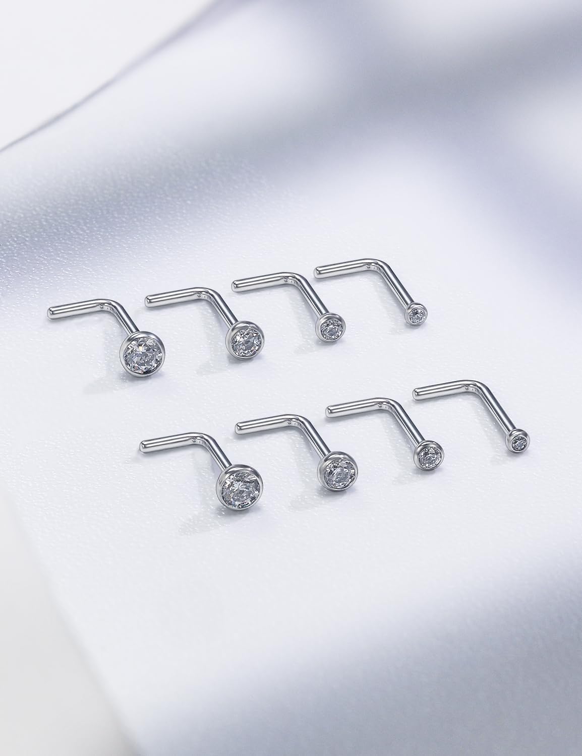 18G 20G 22G Astm F136 Titanium Nose Rings Studs Piercing Jewelry for Women Men Nose Nostril Piercing Jewelry Diamond Clear CZ 1.5mm 2mm 2.5mm 3mm 4 Pair - Image 7