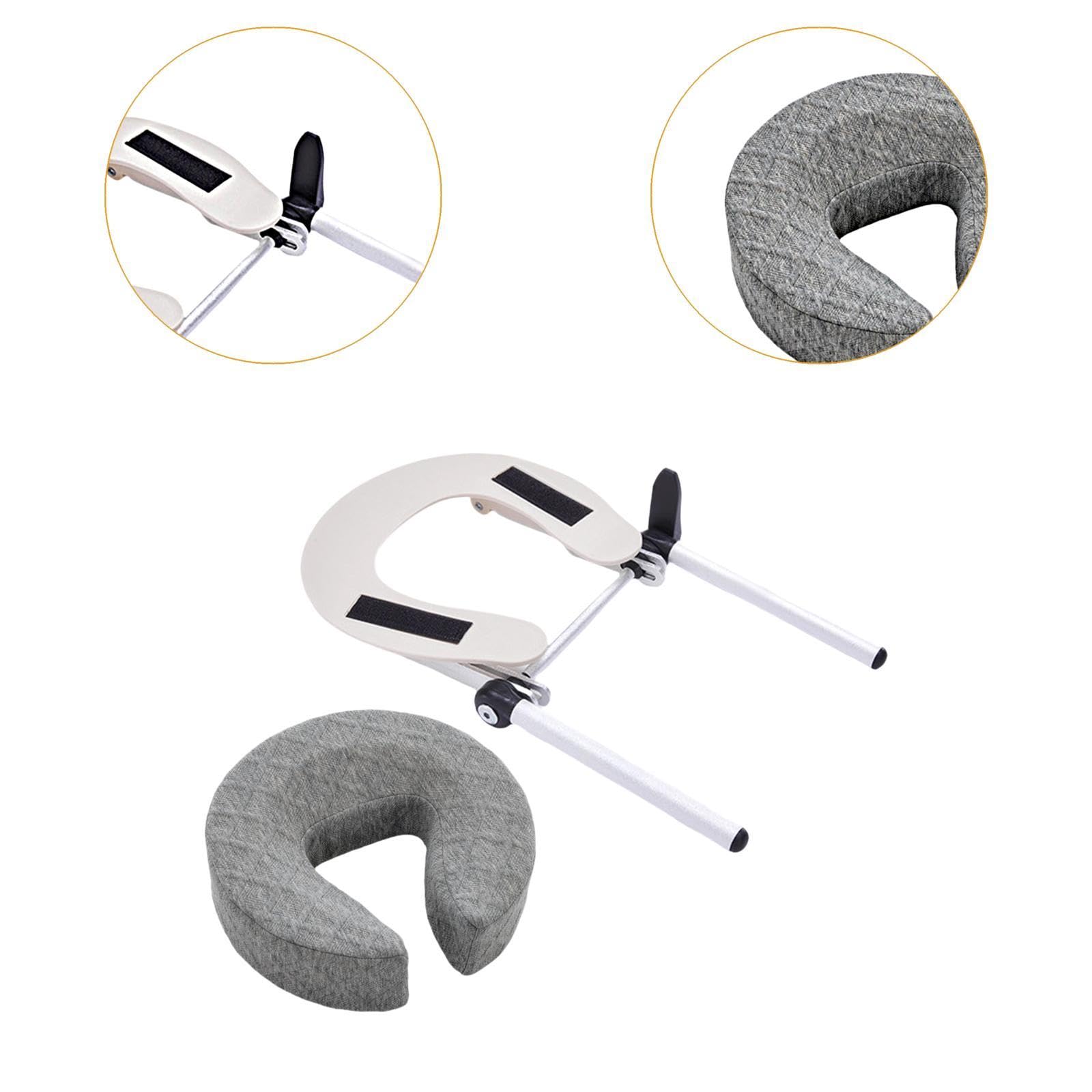 Milageto Cuscino poggiatesta per lettino da massaggio, portatile, a forma di U, durevole, confortevole, di, con supporto per il viso, Grigio