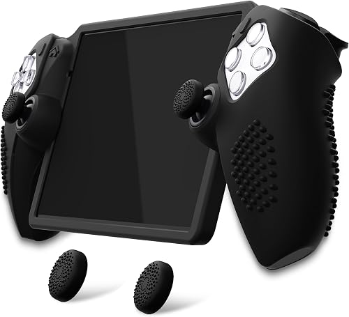 playvital Design for PS Portal Silicone Protective Case with Thumb Grips – Enhanced Grip Comfort | Anti-Slip 3D Studded Design | Full Protection Black