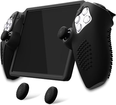 PlayVital Design for PS Portal Silicone Protective Case with Thumb Grips Enhanced Grip Comfort | Anti-Slip 3D Studded Design | Full Protection | Perfect Fit - Black