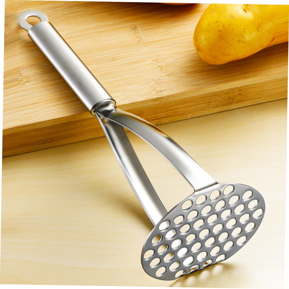 OFFSCH Reusable Stainless Steel Potato Press Heavy Duty Vegetable Masher for Effortless Mashing Home Kitchens Restaurants and More Easy to Clean and Operate