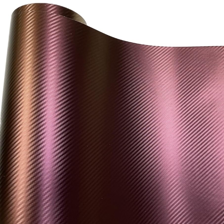 Autofolie Hochwertige Blaue bis Violette Chamäleon-Carbonfaser-Vinylfolienrolle(Brown to red,20CM X 152CM)