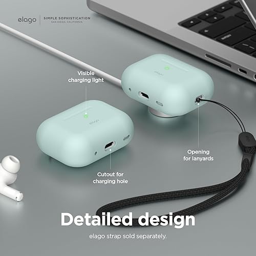 Miniatura 4 de elago Funda compatible con AirPods Pro de 2 generación (2022), funda protectora de silicona compatible con Apple AirPods Pro 2, LED frontal visible,