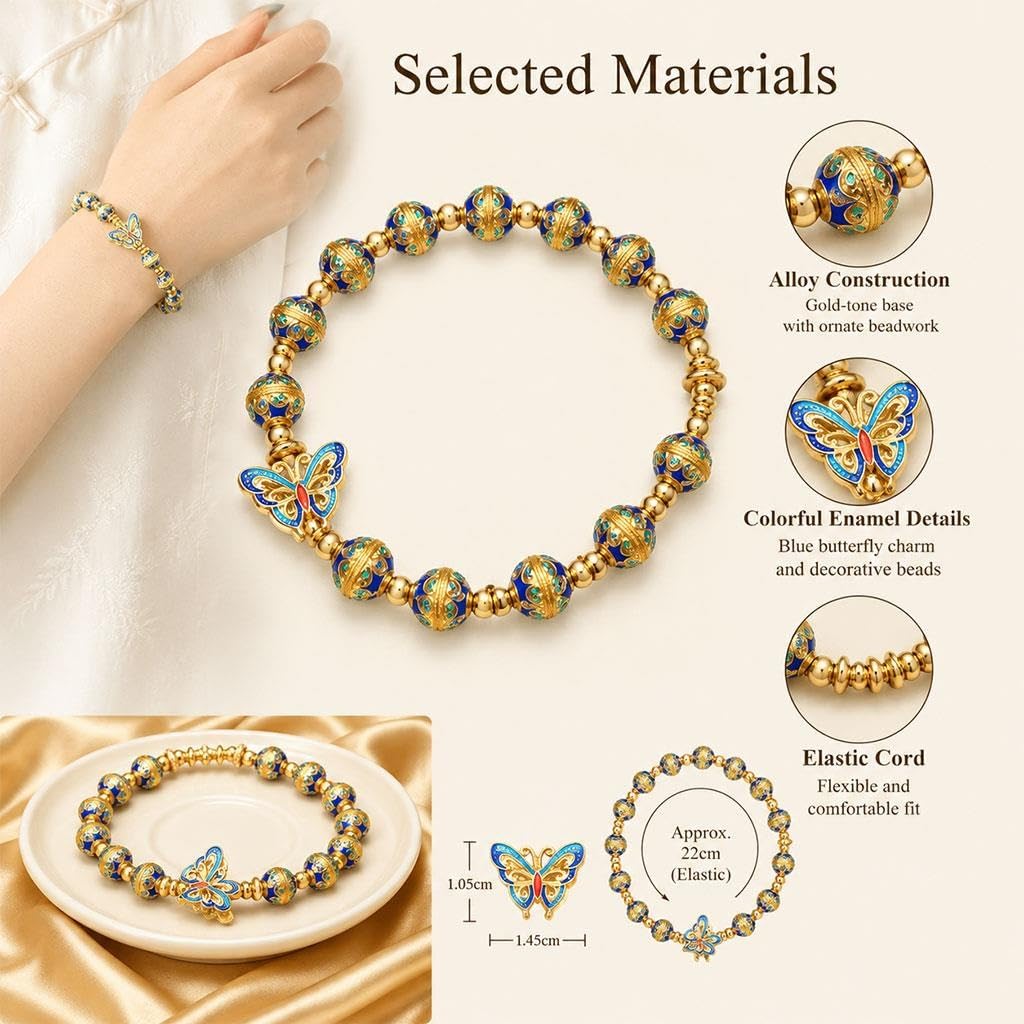 Bracciale Farfalla Blu, Gioiello Tradizionale Cinese