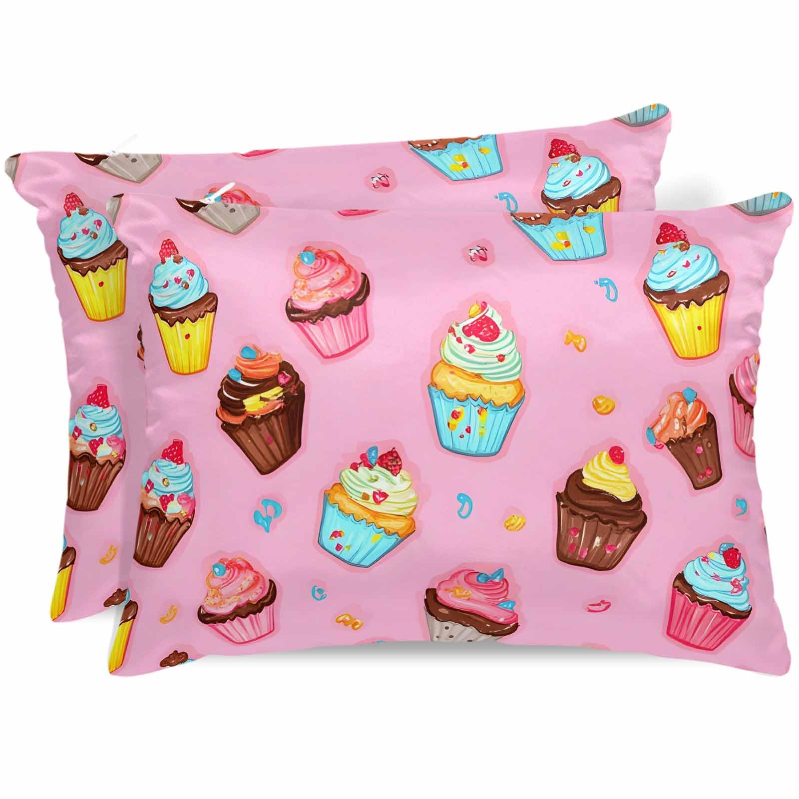 T&H XHome Satin Silk Pillowcase for Hair and Skin, Standard Cute Modern Art Cartoon Super Soft Pillow Cases Silky Bed Pillowcovers Wrinkle Free with Hidden Zipper 20