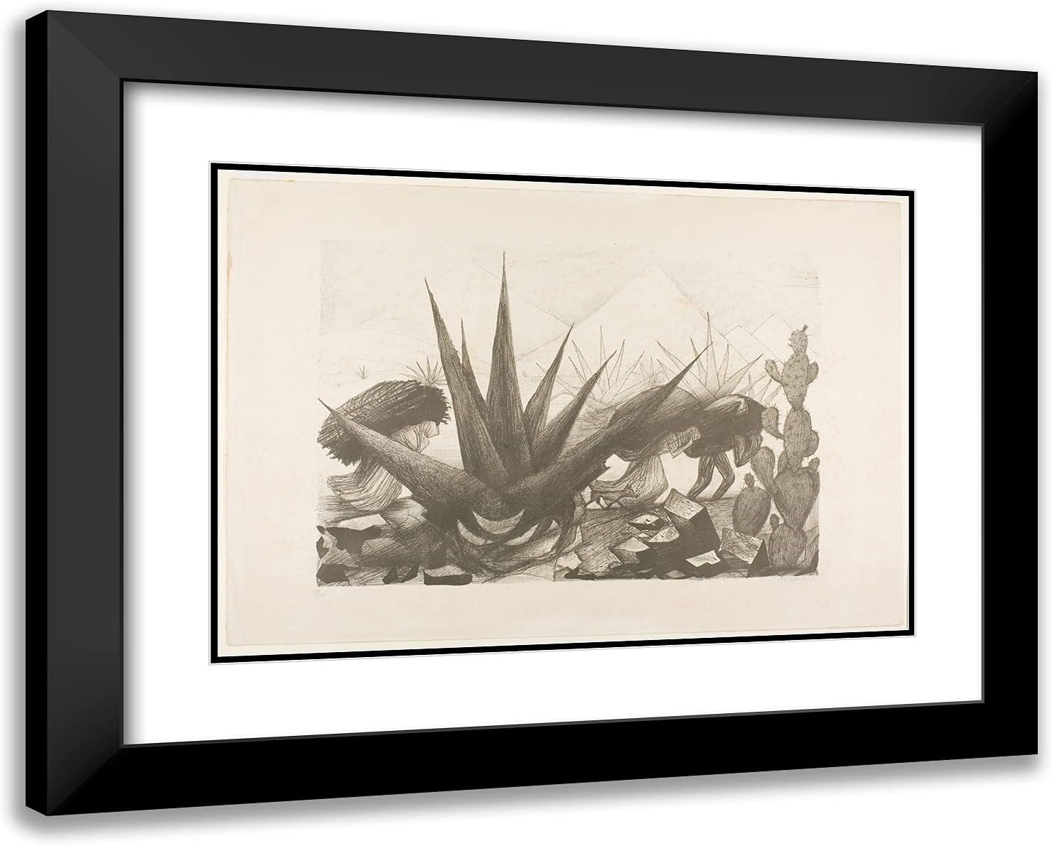 ArtDirect Jose Clemente Orozco 24x19 Black Modern Framed Art Print Titled Mexican Peasants Working