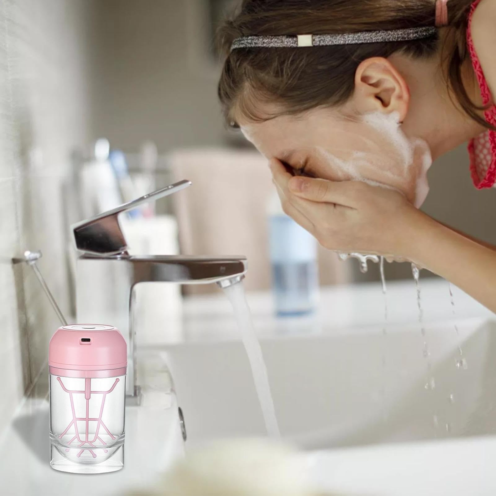 Flagelador de espuma eléctrica Marshmallow Whip Maker - Limpiador facial de espuma para lavado facial y cuidado de la piel, dispositivo de limpieza facial con vaso de espuma, y eficaz para