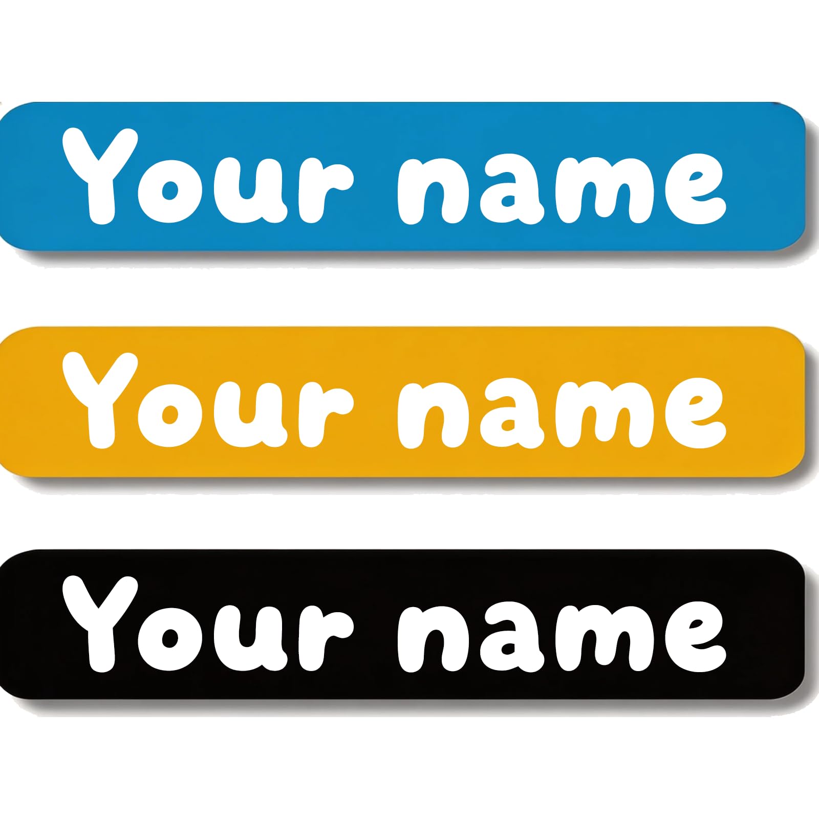 Personalized Waterproof Name Stickers for Kids, Washable Clothing Labels, Durable Name Tags for School, Kindergarten, Lunch Boxes, Books, Toys – Ideal Back to School（Blue, Yellow and Black）