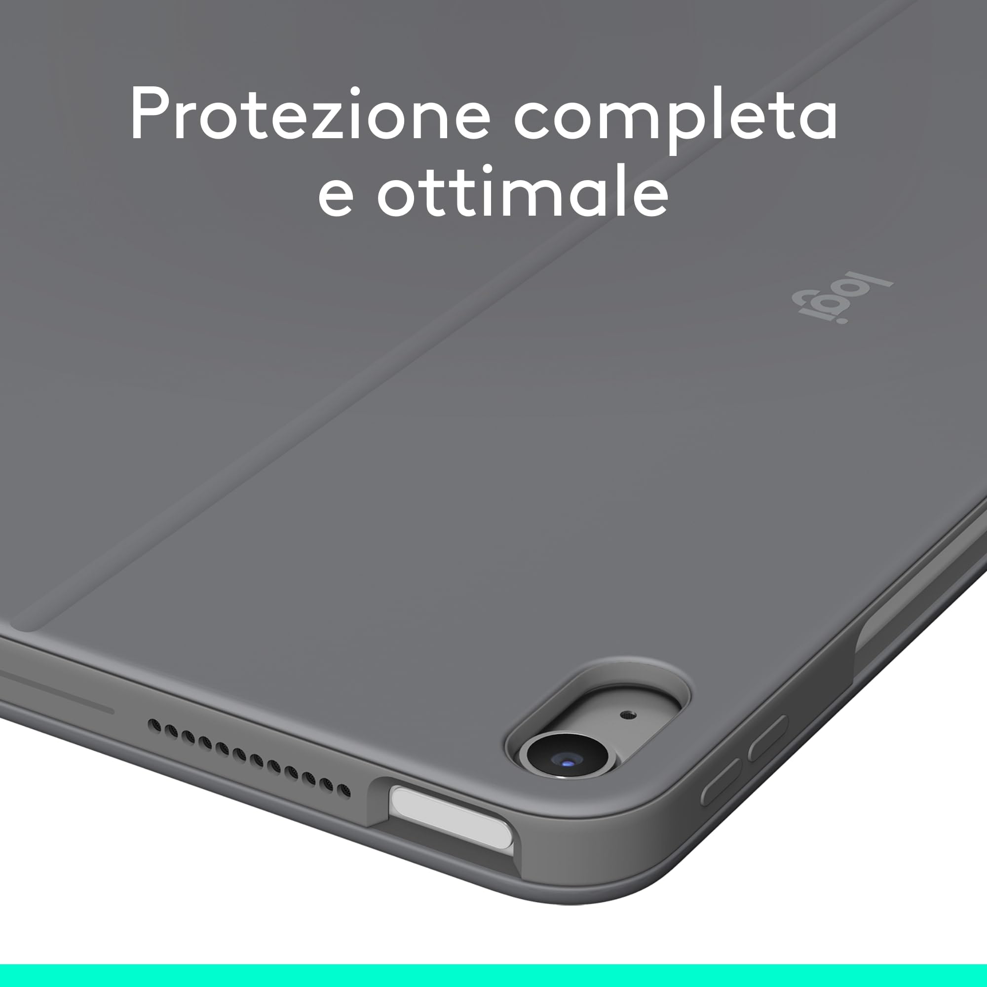 Logitech Combo Touch per iPad Air da 13 pollici (M2)(2024), Custodia con Tastiera, Tastiera Staccabile Retroilluminata con Supporto, Digitazione Comoda, Modalità Multiuso, Layout ITA QWERTY, Grigio