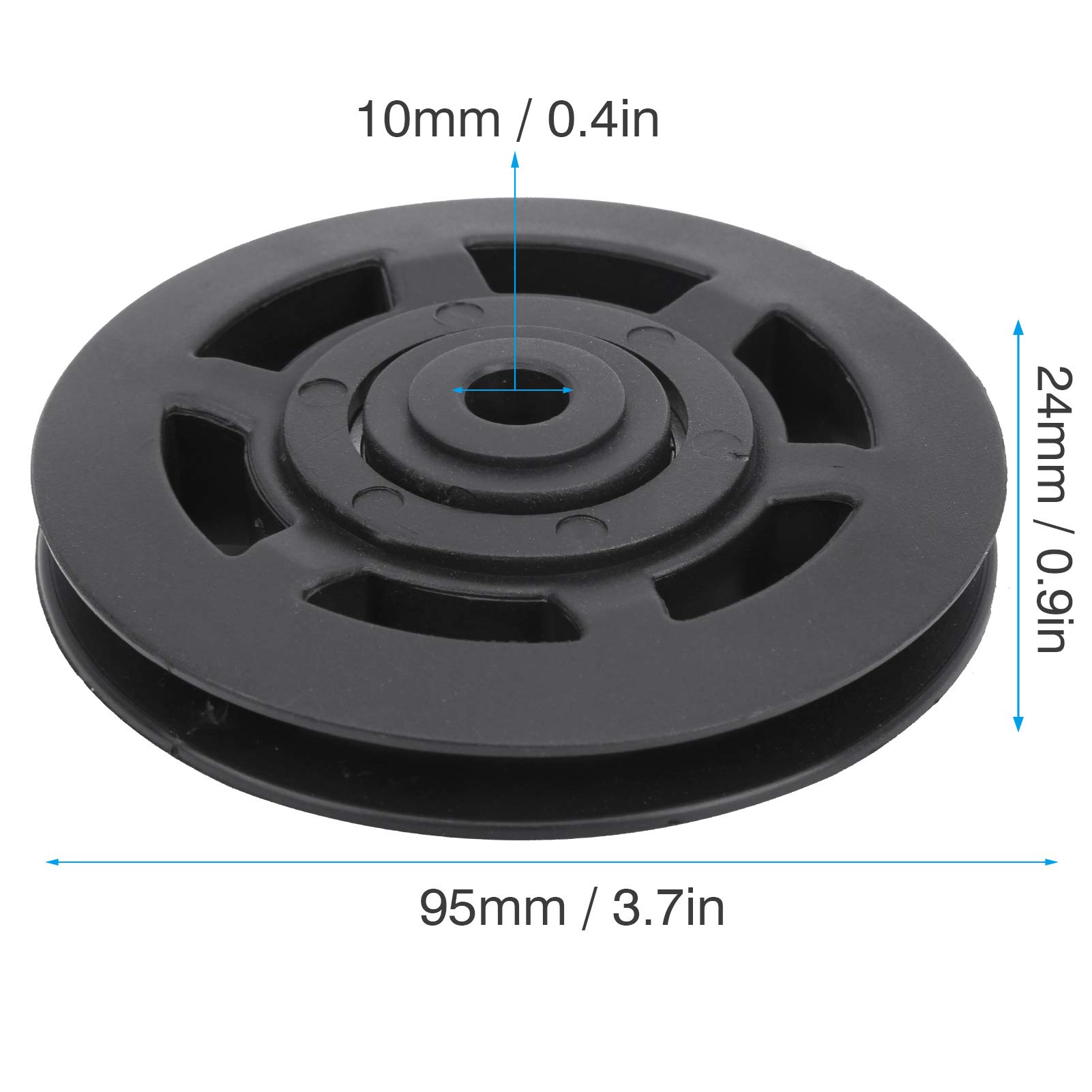 Keenso Lot de 10 poulies de rechange universelles en nylon 95 mm - Noir - Pour équipement de fitness - Combinaison de produits de fitness