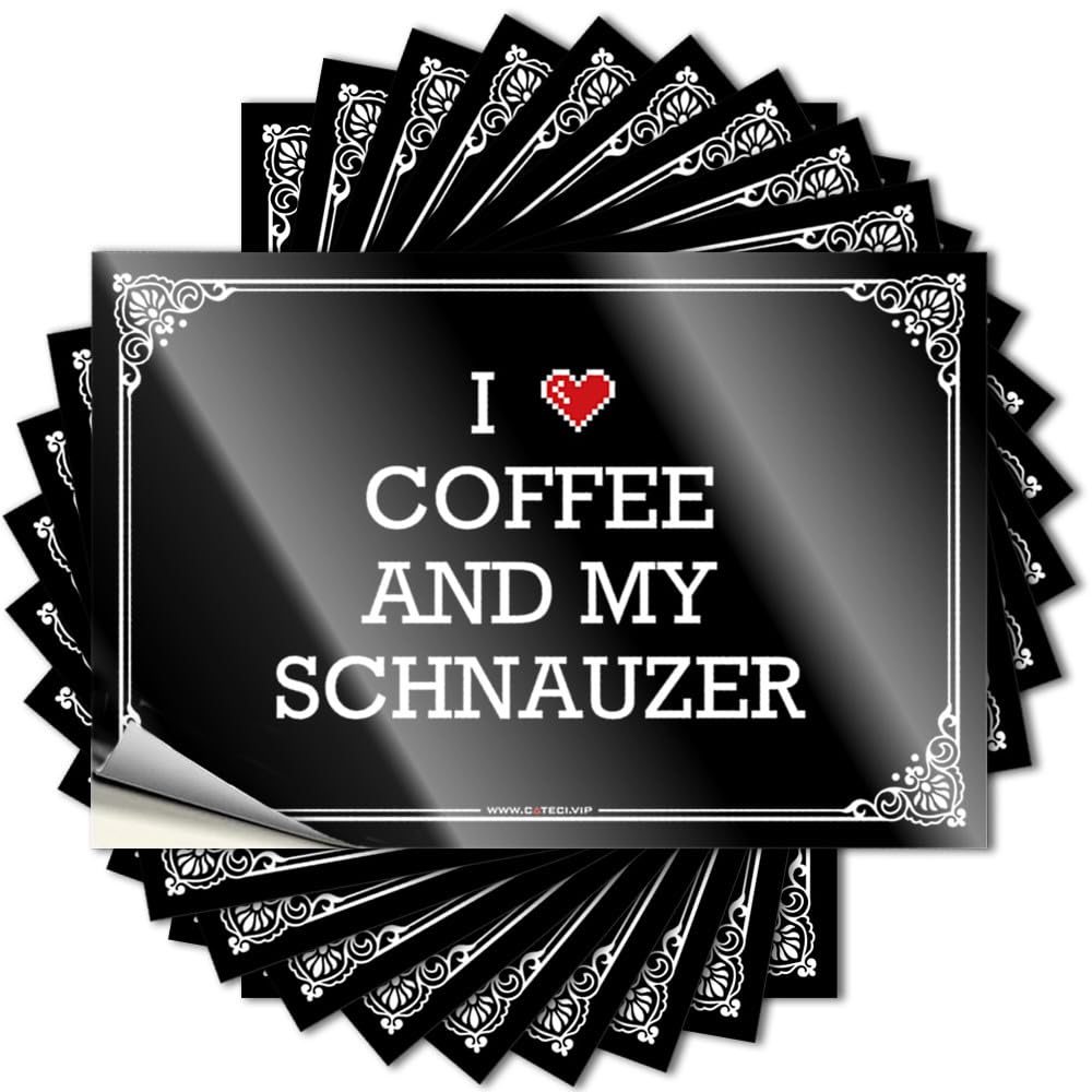 I Love Coffee & My Schnauzer Southern Lettering Sticker | Dorm Room Stuff Waterproof Vinyl Door Billiards Removable Decal Peel Stick(6X9CM)