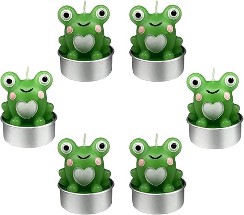 Velas de té de ranas, velas de animales de rana LONCESS para decoración de pasteles, decoración del hogar, fiesta de cumpleaños, fiesta de