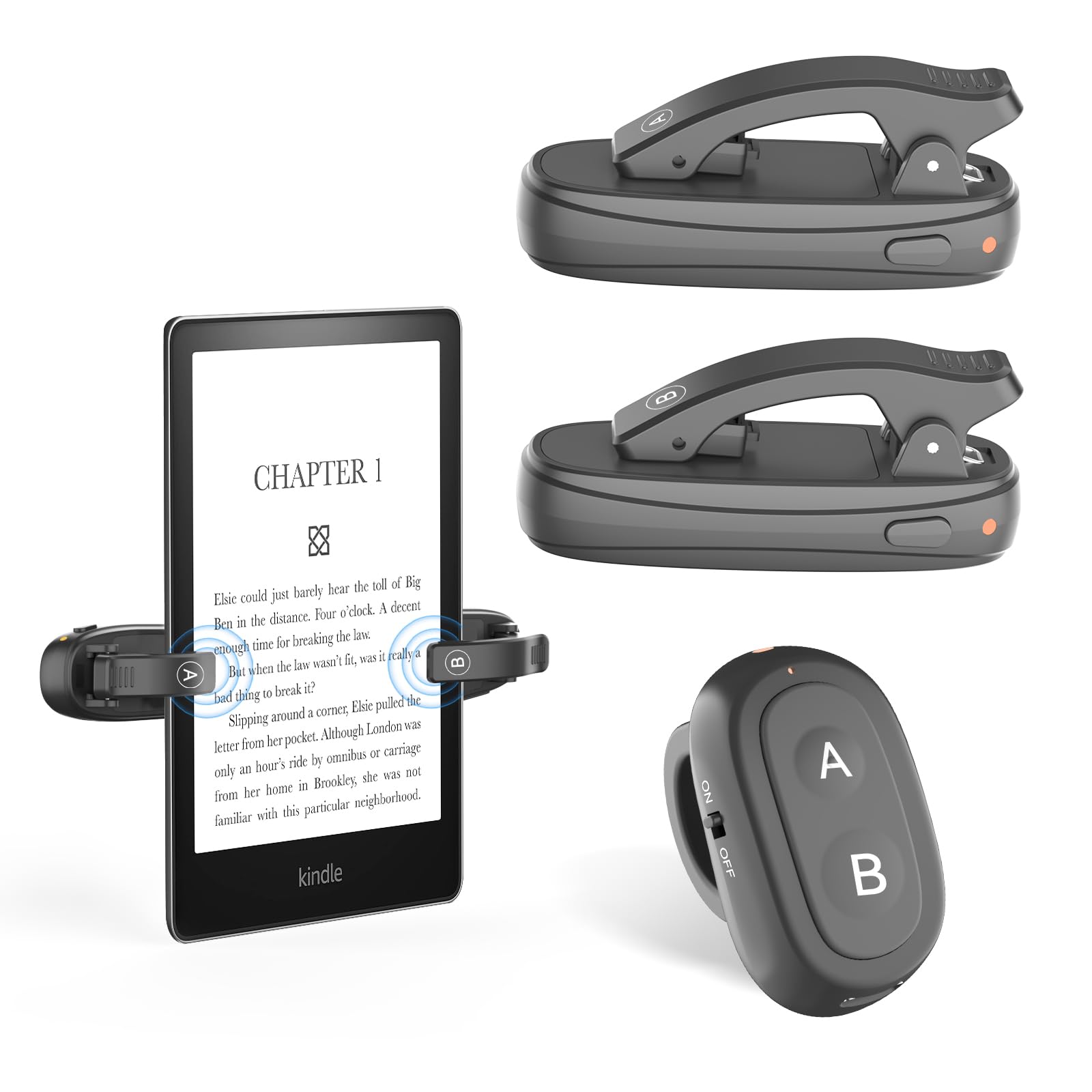 RF-Fernbedienung Für Kindle & EReader – Seitenwender Mit Clip, USB-C, Keine App Nötig