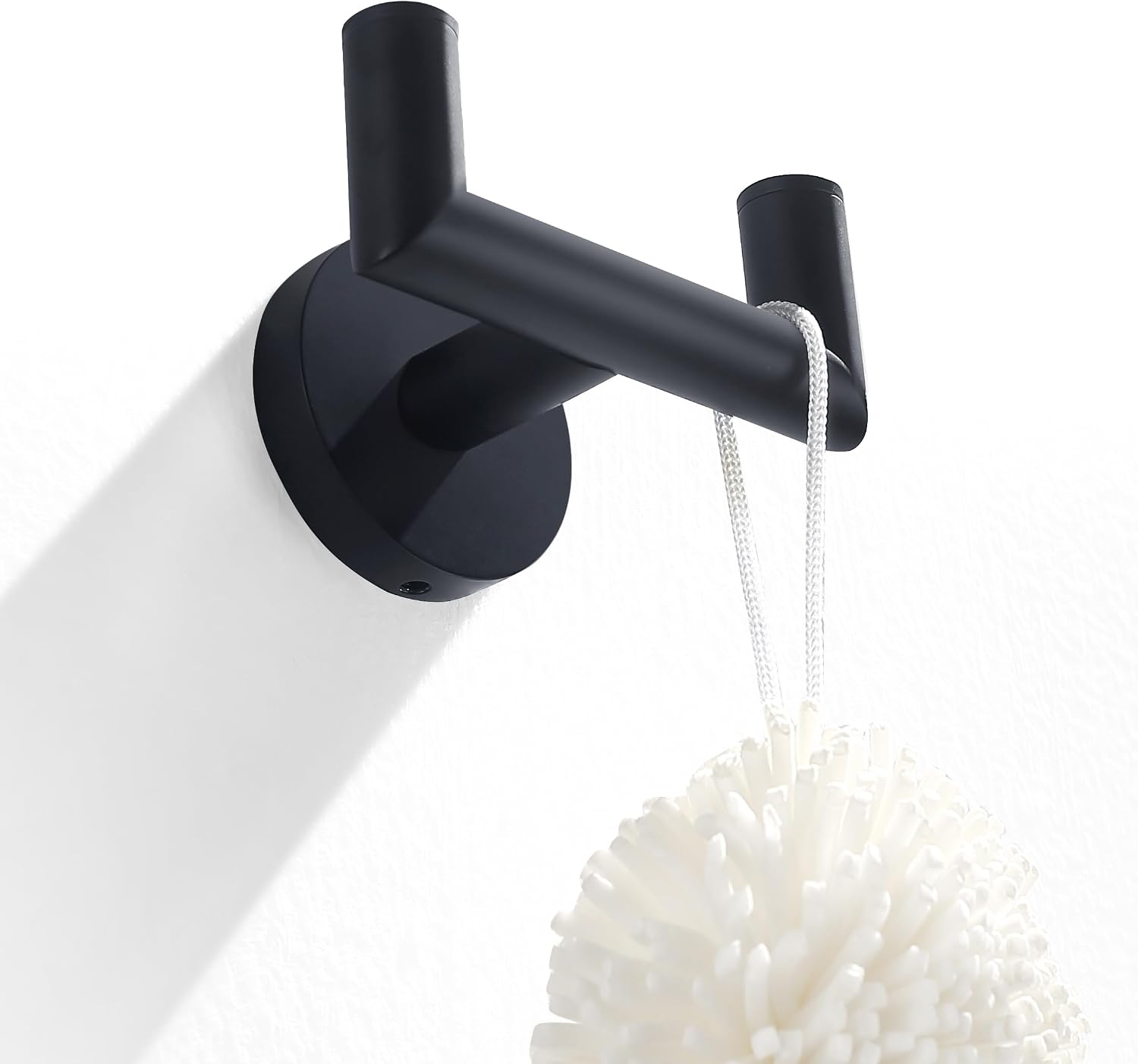 Towel Hook, Coat Hooks for Bathroom and Kitchen, Double Robe Hook Wall Mounted, Matte Black, 077020-MB,Leo Series