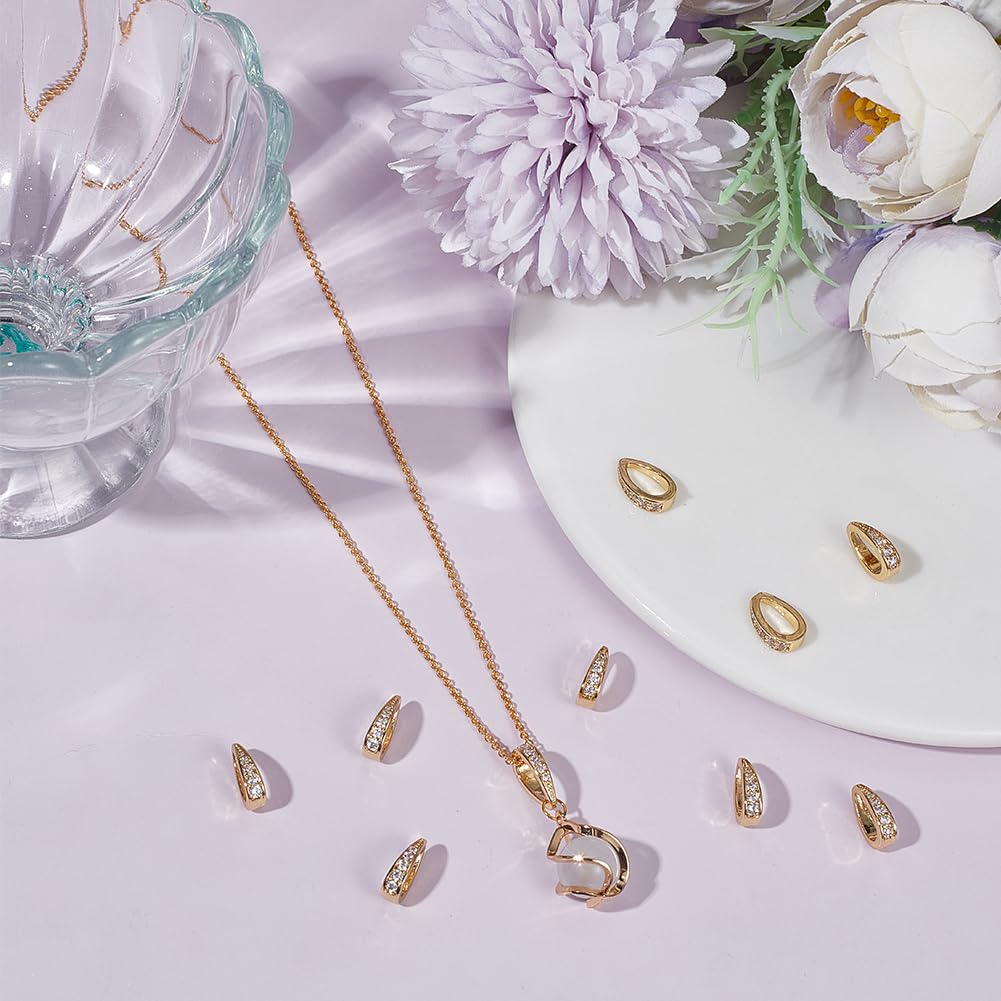 Beebeecraft 10 Ciondoli Pinch Bails Placcati Oro 18K Con Zirconie - Forme Cuore, Trifoglio, Foglia, Volpe Per Creazione Gioielli - 4
