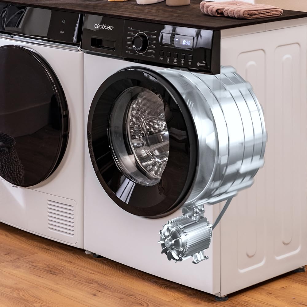 Cecotec Pralka 7 kg Dresscode Bolero ładunek przedni 7150 Inverter A. 7 kg, 1400 obr./min, 12 programów, klasa A, silnik inwerterowy Plus, Steammax, Drum Clean, Delay Start i Child Lock.