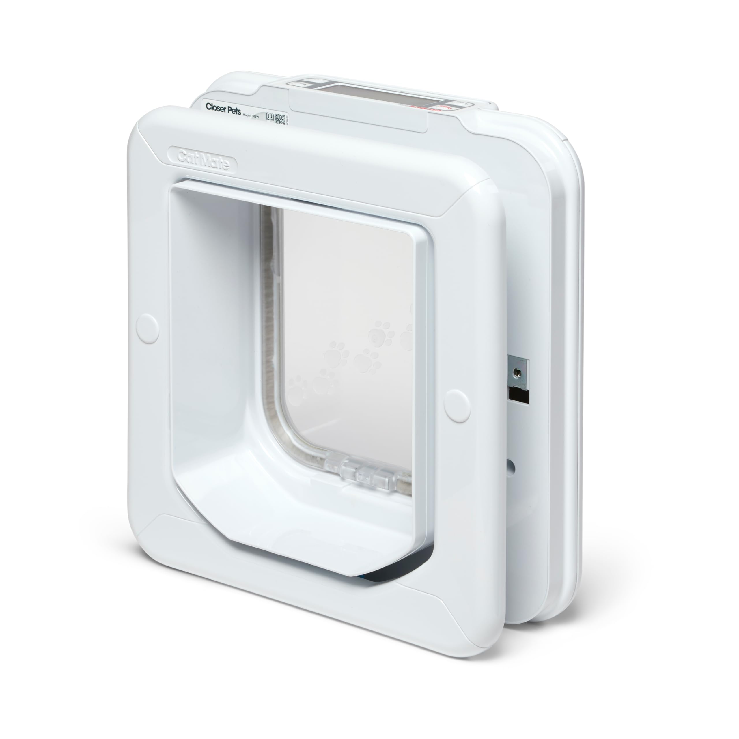 Cat Mate Elite I.D. Disc Katzenklappe mit Timersteuerung (305) – Kompatibel mit Pet Mate I.D. Discs, für kleine bis durchschnittliche Katzen, für Glas, UPVC, Wände und Holz, Weiß