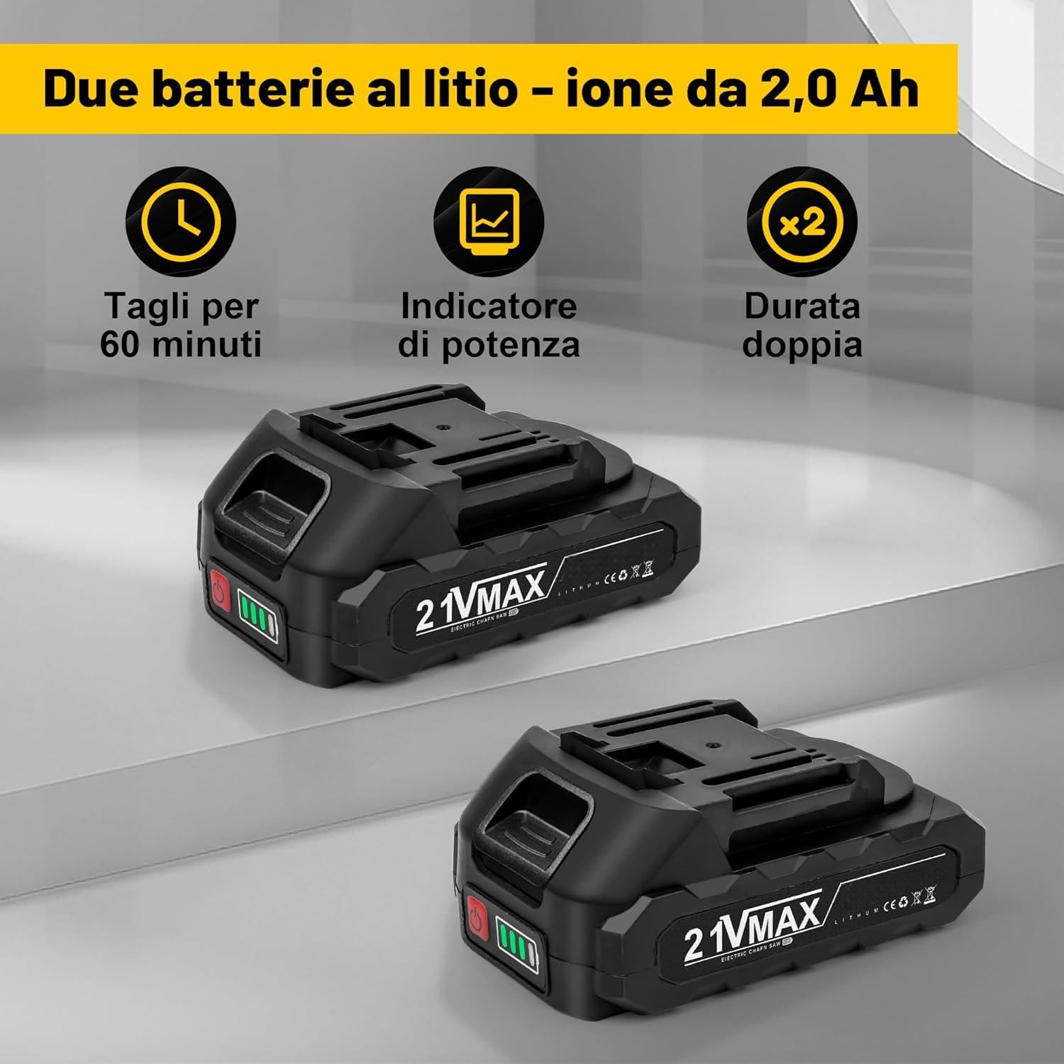 Brushless Mini Motosega a Batteria, Motosega Elettrica a Batteria,6 Pollici Motosega Elettrica, sega elettrica per potatura,2 Batteria Ricaricabile, con Blocco di Sicurezza, per il Taglio del Legno
