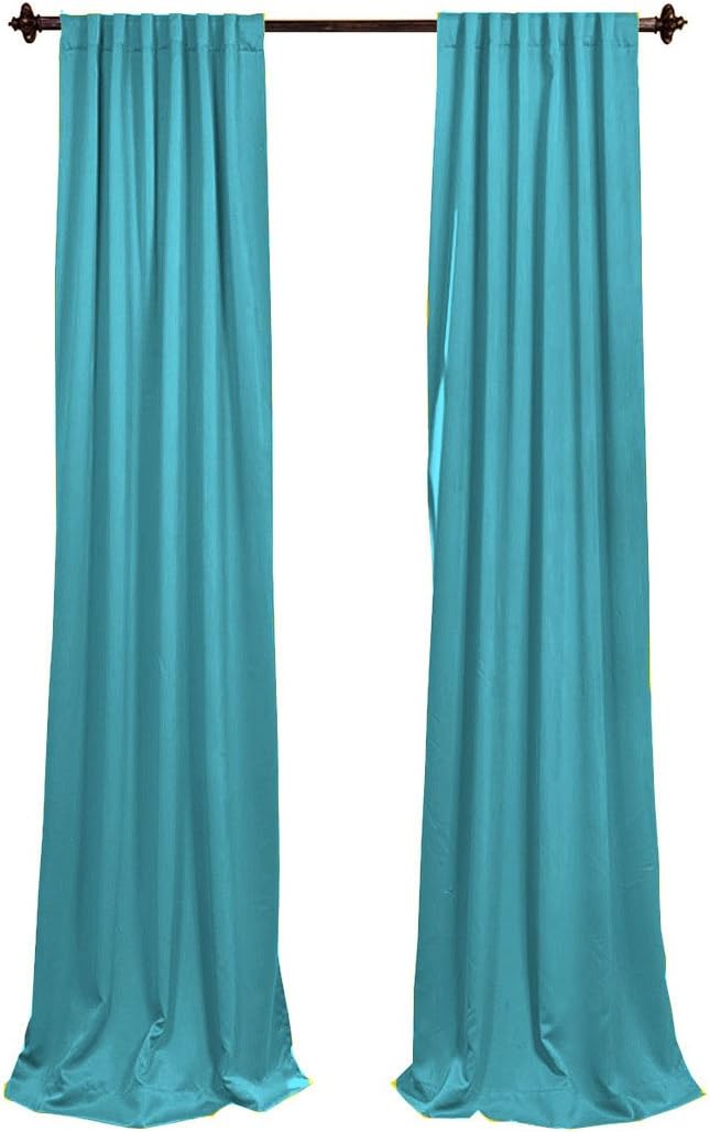 LA Linen Polyester Poplin Backdrop Drape (2 Pack), 96 x 58, Light Turquoise