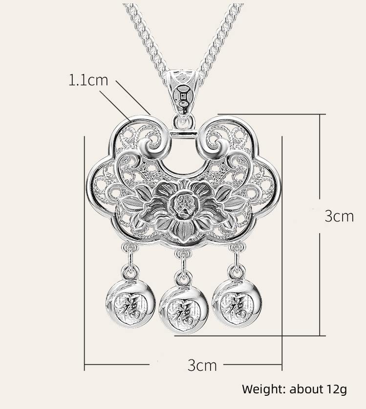Pendentif en argent sterling rétro avec son collier élégant, une amulette protectrice unique - 7
