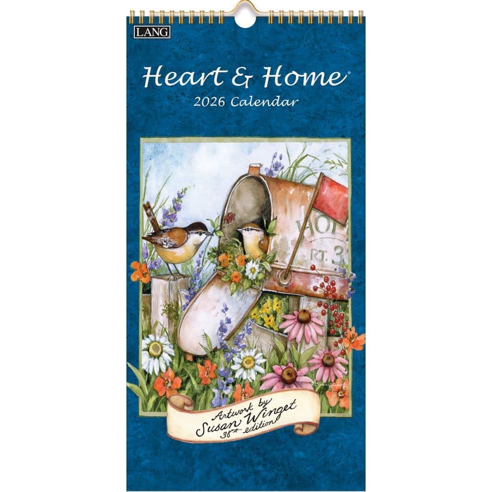 Lang, Heart and Home Vertikaler Wandkalender 2026, 20,3 x 40,8 cm, 12-Monatskalender mit gehefteter Bindung