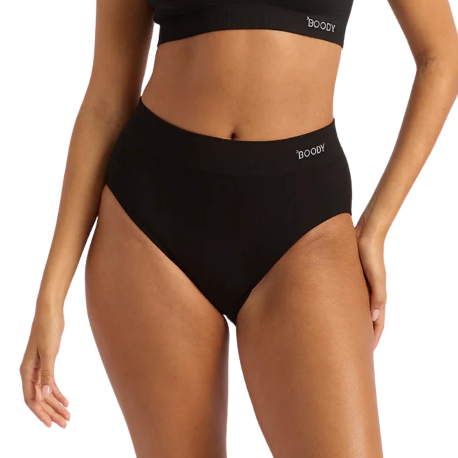 Boody Body EcoWear - Ropa Interior sin Costuras para Mujer, Hecha de Viscosa de bambú orgánica Natural, Suave y Transpirable, para Piel Sensible, Color Blanco, Negro, S