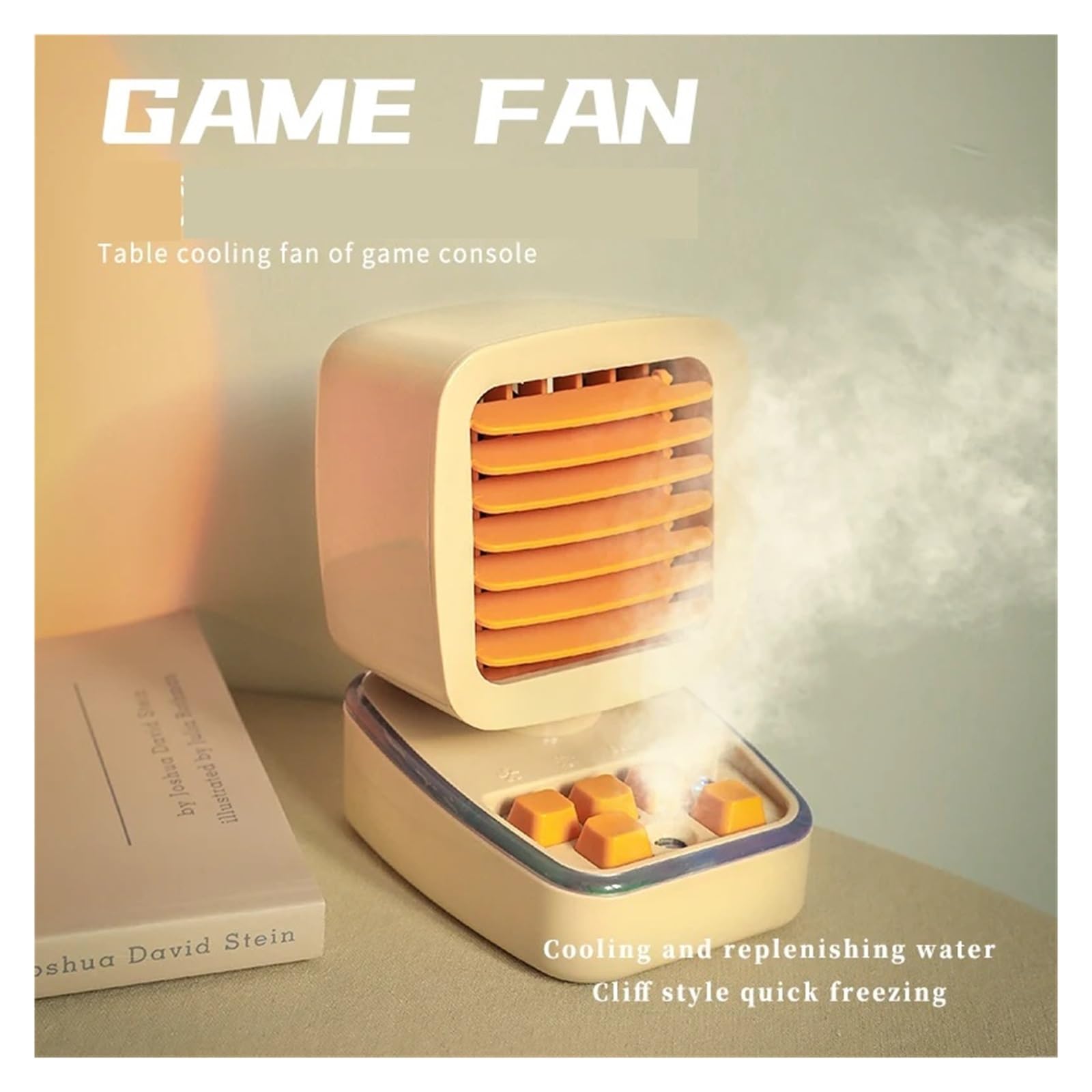 Aire Acondicionado PortáTil Mini Ventilador Inspirado En Una Consola De Juegos Retro con Función De Pulverización For Un Enfriamiento Rápido FáCil De Usar(Blue)