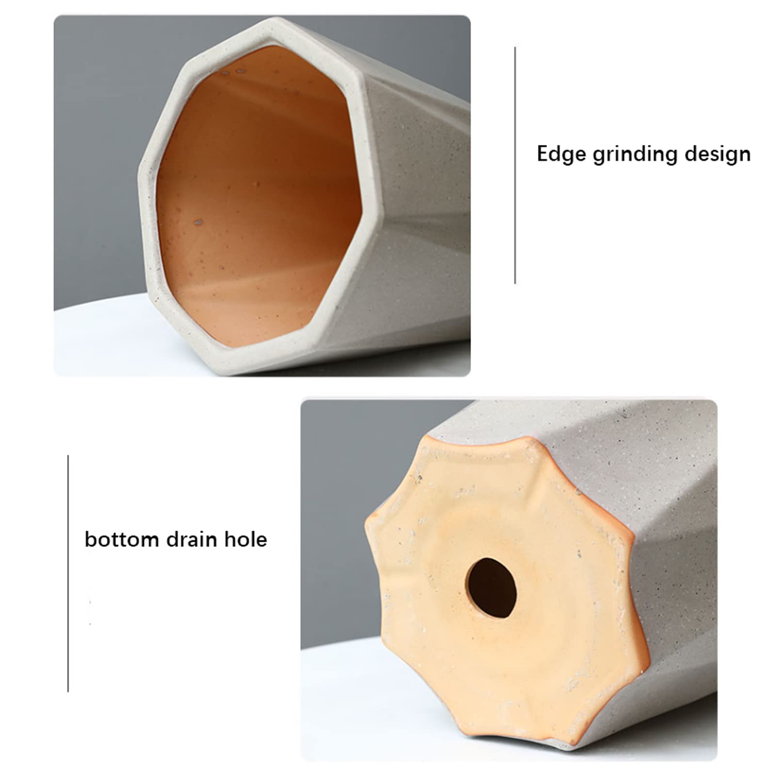 Vasi da Giardino Vasi per Piante in Ceramica, fioriere per vasi da Fiori con Geometria da 8/10/12 Pollici con Foro di drenaggio per la Decorazione Domestica di Giardinaggio Moderno