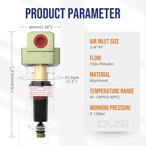 Miniatura 2 de NPT 1/4 Filtro de bomba de aire de drenaje automático Trampa de agua neumática para compresor de aire Separador de aceite Secador de aerolínea
