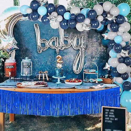 Image of BEISHIDA 3 Packs Metallic Foil Fringe Garland Blue Wall Hanging Tinsel Fringe Banners for Valentine New Year Floats Bridal Shower Wedding Birthday Halloween Holiday Party Decoration(30 Feet)