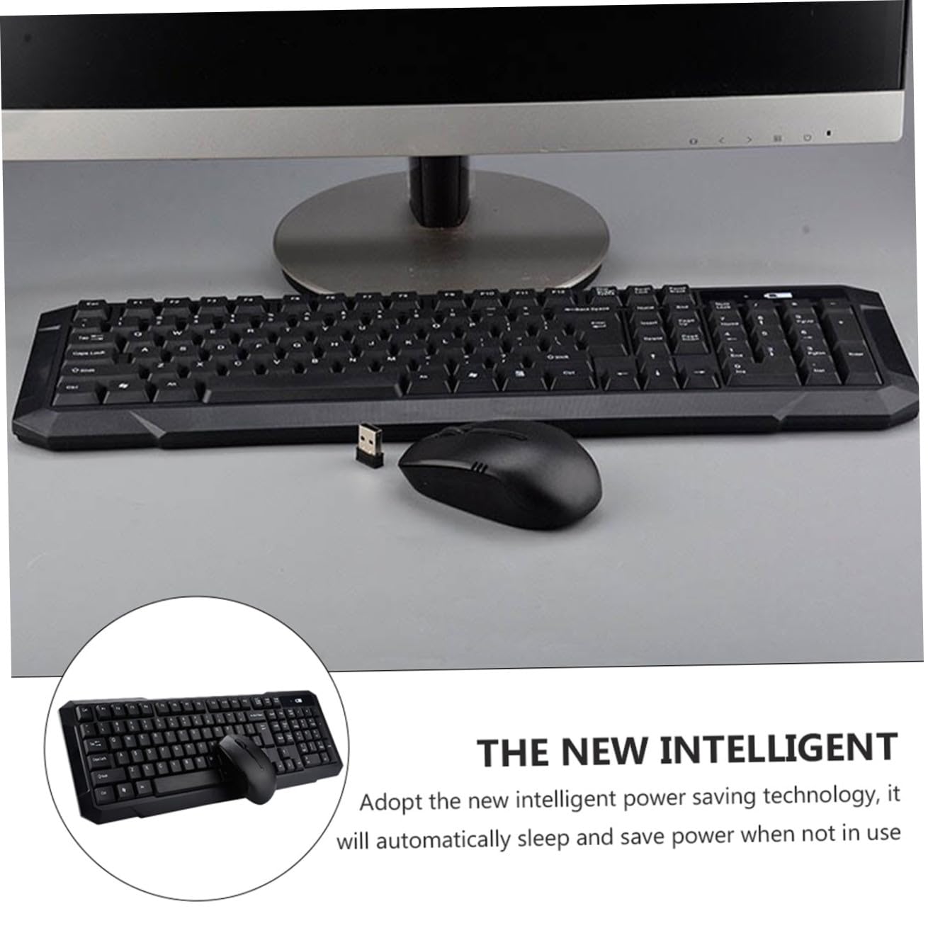 Combo Tastiera e Mouse Wireless 2.4g Nero in Abs per Ufficio