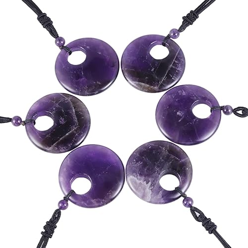 Miniatura 4 de TUMBEELLUWA Collar con colgante de hebilla de cristal de la paz para hombre para mujer, colgante de piedra de moneda de la suerte con cordón