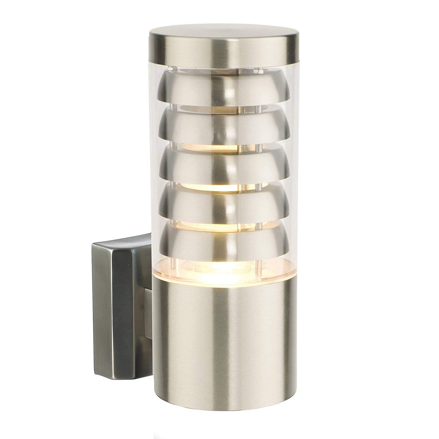 Saxby Tango 9.2W Brushed Stainless Steel IP44 Modern Outdoor Garden LED Wall Light