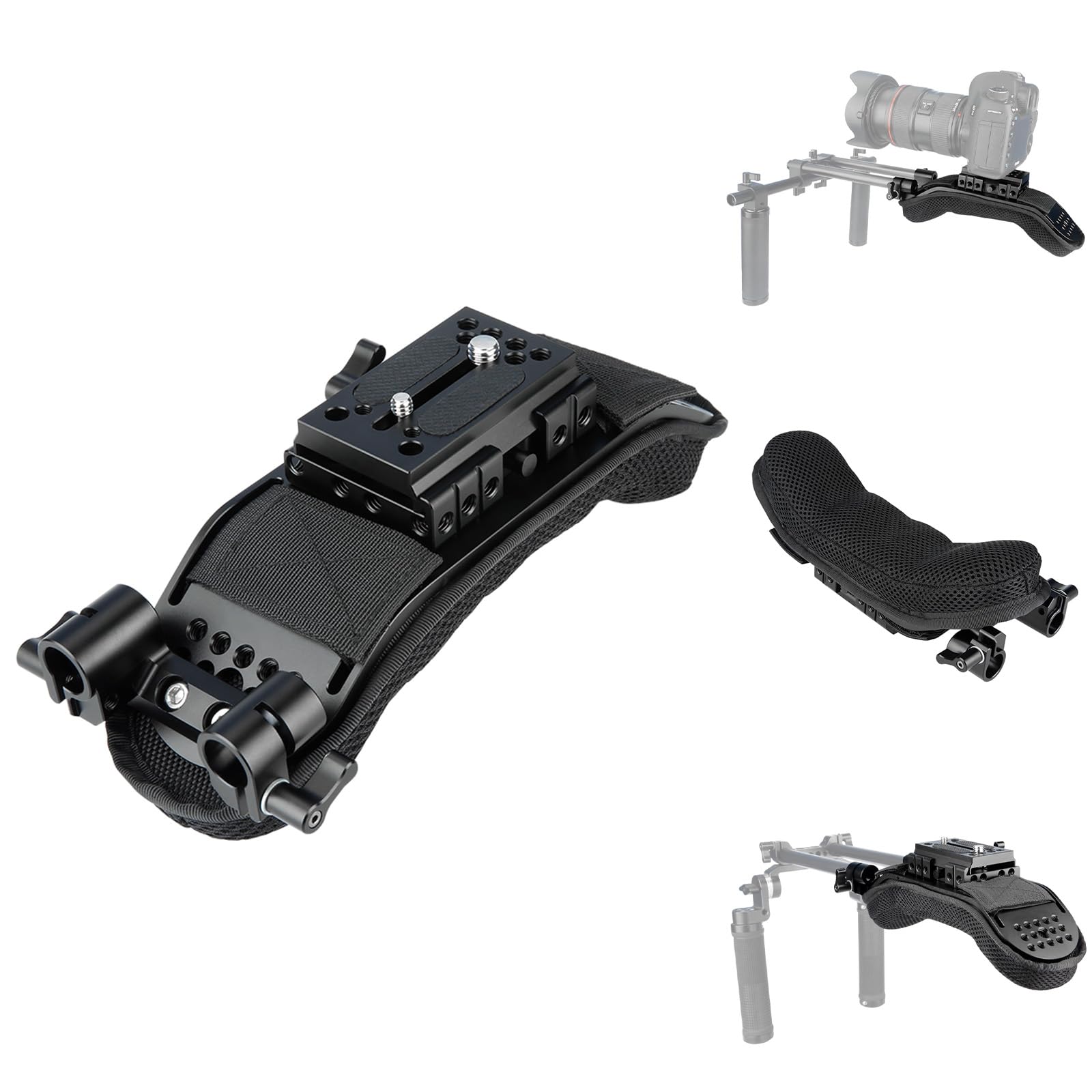 NICEYRIG Épaulière 15 mm avec Dégagement Rapide Plaque de Base 15 mm Rod Clamp pour Vidéo Caméscope Caméra DV/DC Système de Support DSLR Rig