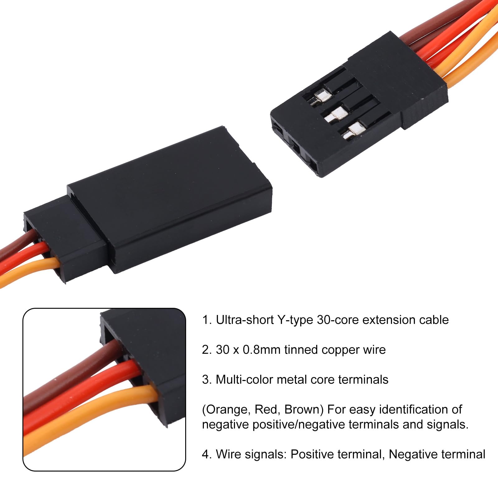 6pcs Servo Y Splitter Cable, 3.94 Inch/10cm 1 Female to 2 Male Extension Harness Cord Splitter Wire Connectors for JR/Futaba Used on RC Cars, Drones, Boats, Airplane Models Parts Accessories - 5