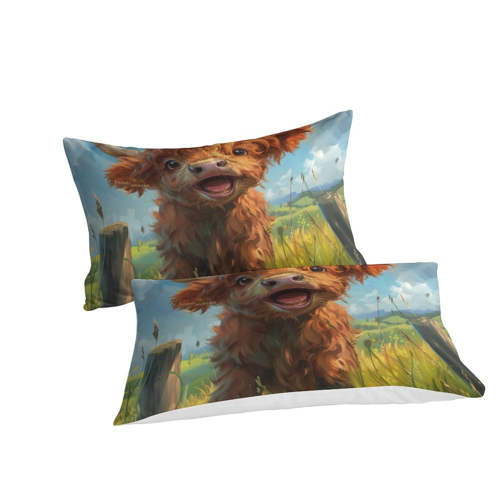Zestaw pościeli z nadrukiem 3D Ładny mały krowa Super miękki i oddychający zestaw pościeli z mikrofibry 3 sztuki i poszewka na poduszkę Super King (260 x 220 cm)