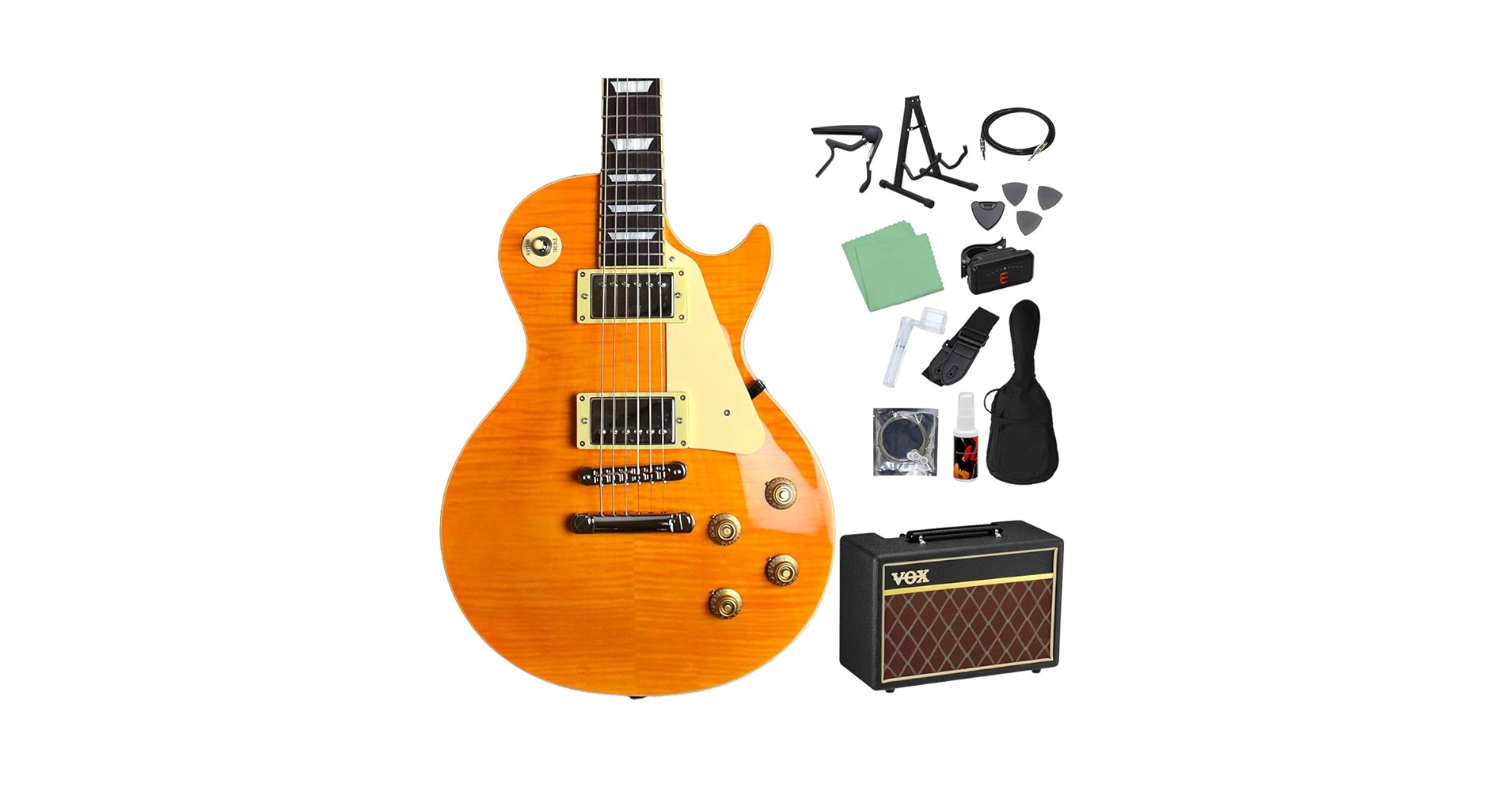 burny RLG-55　レスポールタイプ　ゴールド Amazon | Burny SRLG55 Vintage Lemon Drop 初心者14点セット