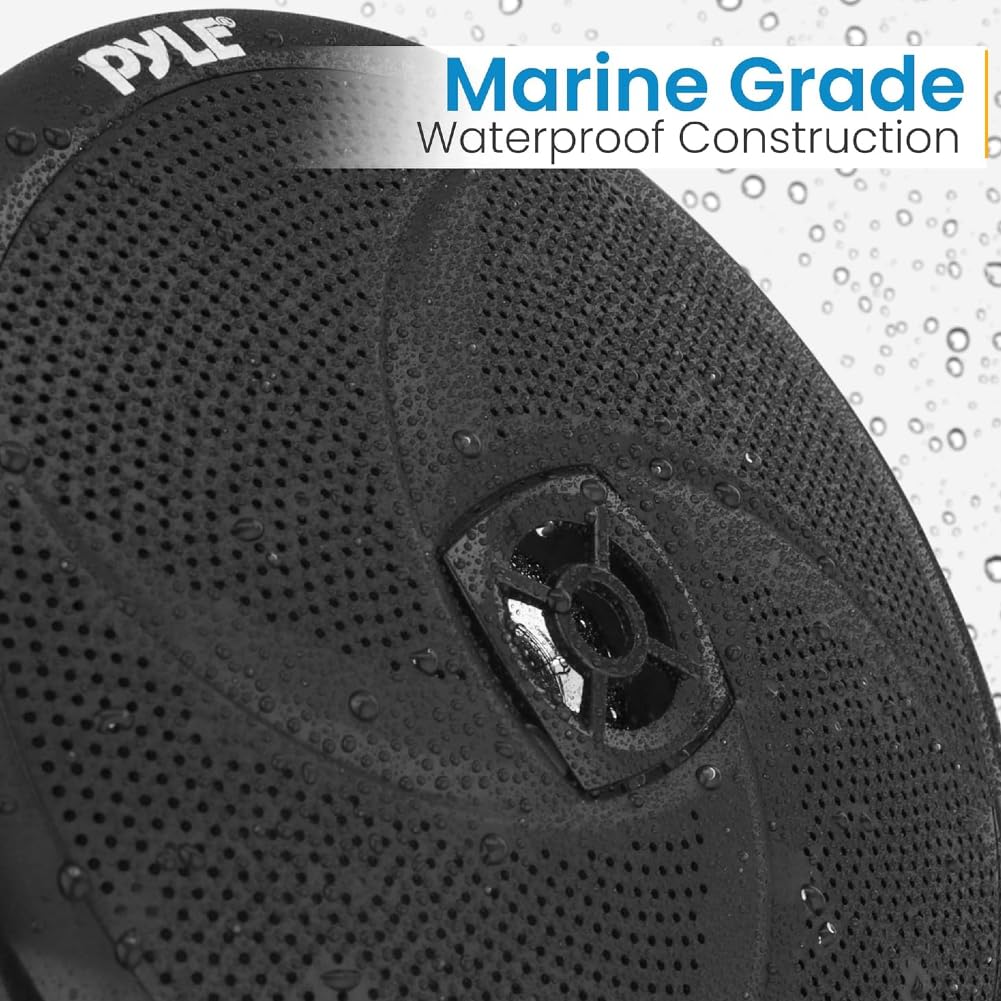 2 PLMRS8B Altavoces Marinos fullrange, 2 vías, 8" 23,9 cm 239 mm, 160 vatios RMS, 320 vatios máx., 4 ohmios, Resistentes al Agua, para embarcaciones, Color Negro, par + Cables Gratis