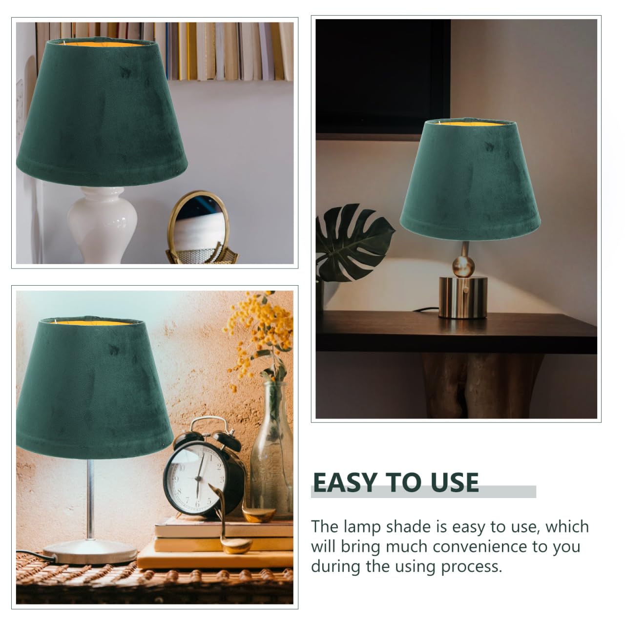 Lurrose Paralume in tessuto, paralume a tamburo piatto, copertura per lampada E27, per lampada da tavolo, decorazione principale, verde